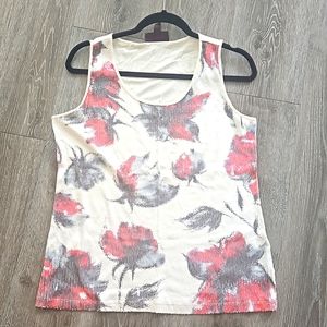 Dana Buchman Floral Sleeveless Sequins Tank